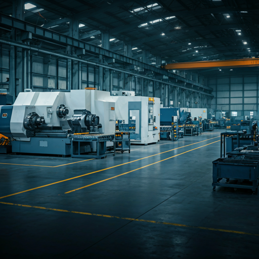 Industrial manufacturing facility with CNC machines